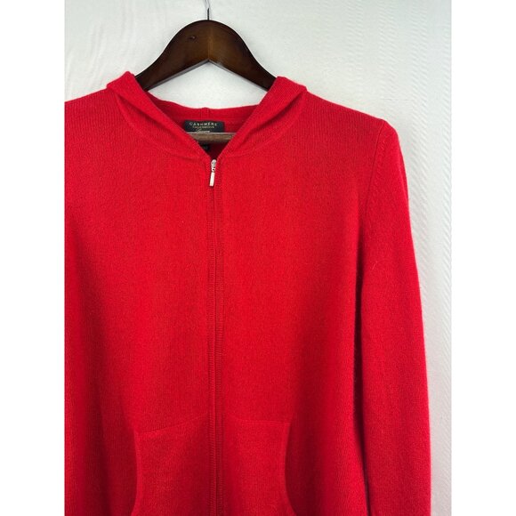 Women’s Charters Club XL Red Cashmere Zip-Up Hoodie - Picture 2 of 4